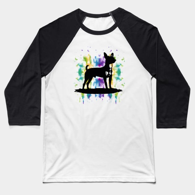 Rat Terrier Ratter Stencil Baseball T-Shirt by Furrban